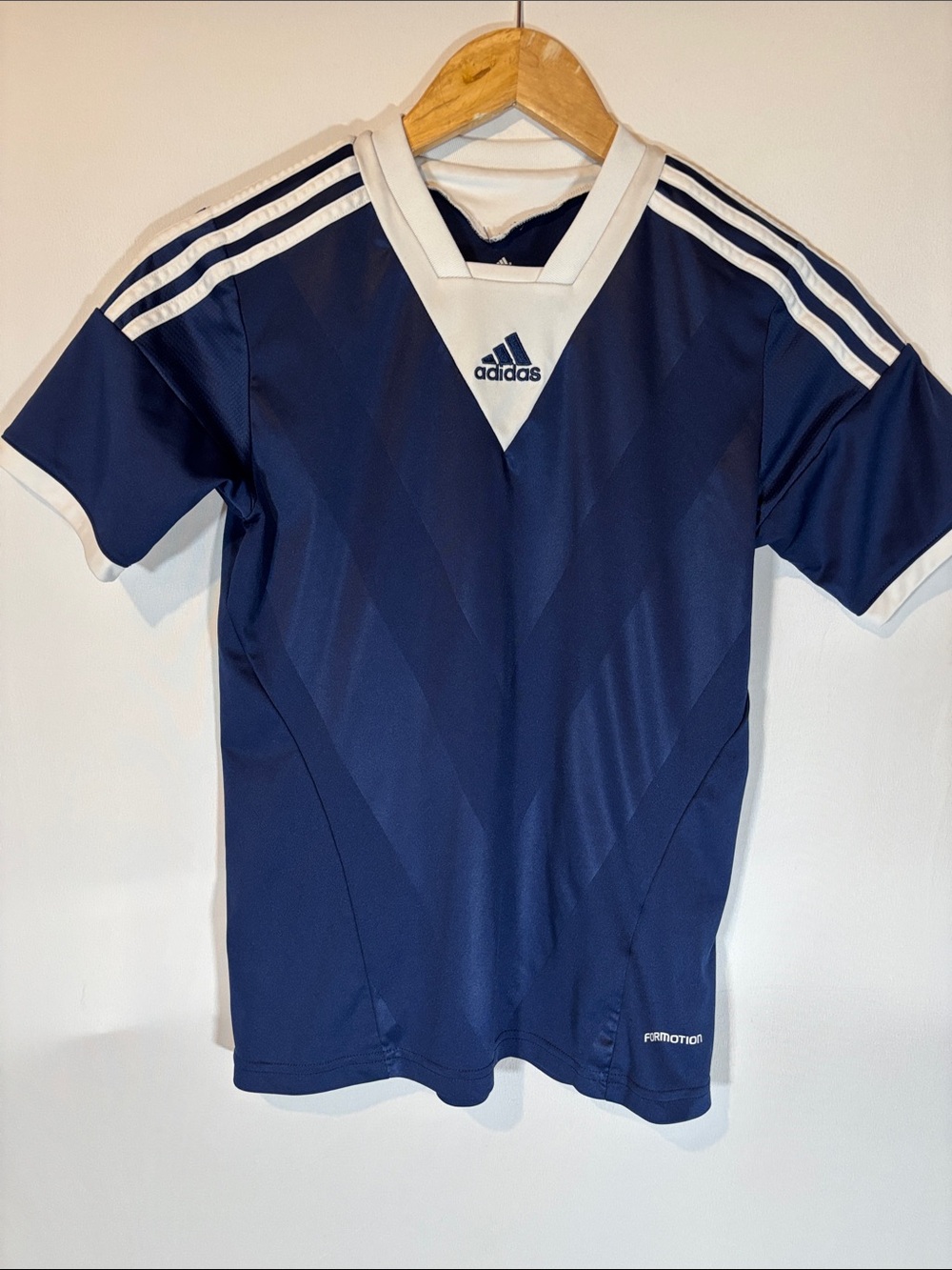 adidas retro look Navy and White youth Short-Sleeve Soccer Jersey